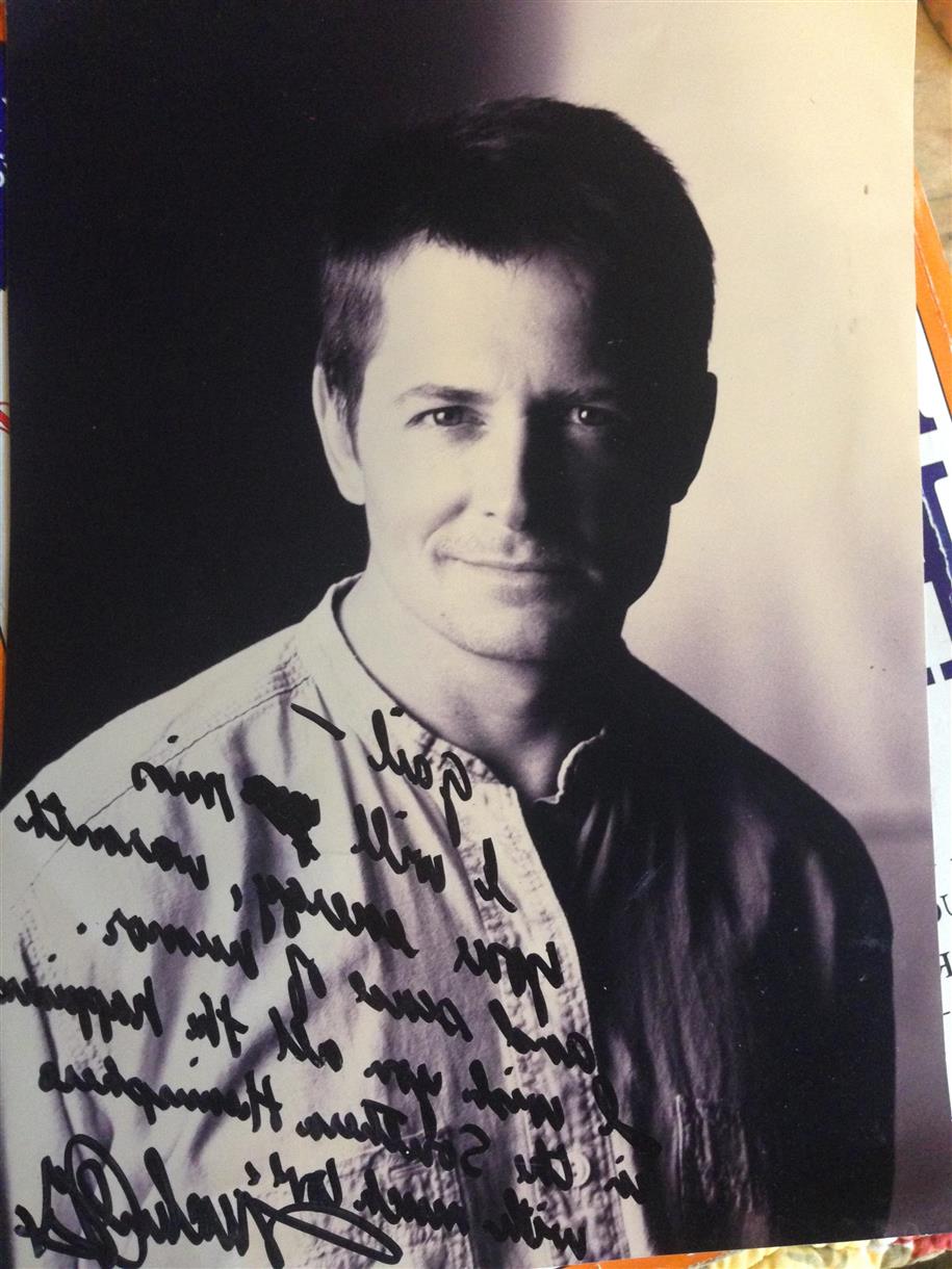 Signed black-and-white personal photograph from Michael J Fox to Gail Wilson, from The Frighteners (1996)